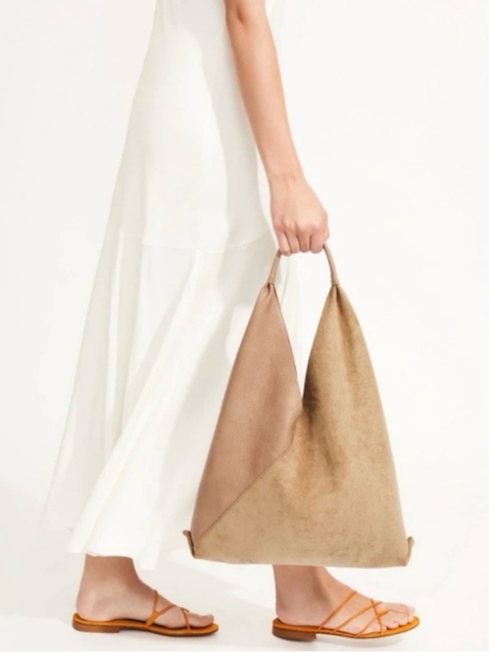 NWT Anthropologie Shiraleah Chicago Arden Tote Tan PU Suede Leather Hobo